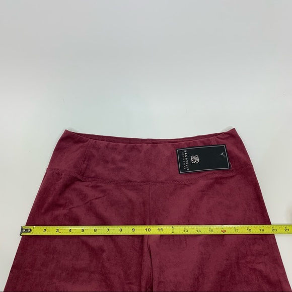 Bagatelle Soft Faux Suede Slimming Pull On Ankle Crop Legging Pants Maroon Wine - Picture 12 of 15